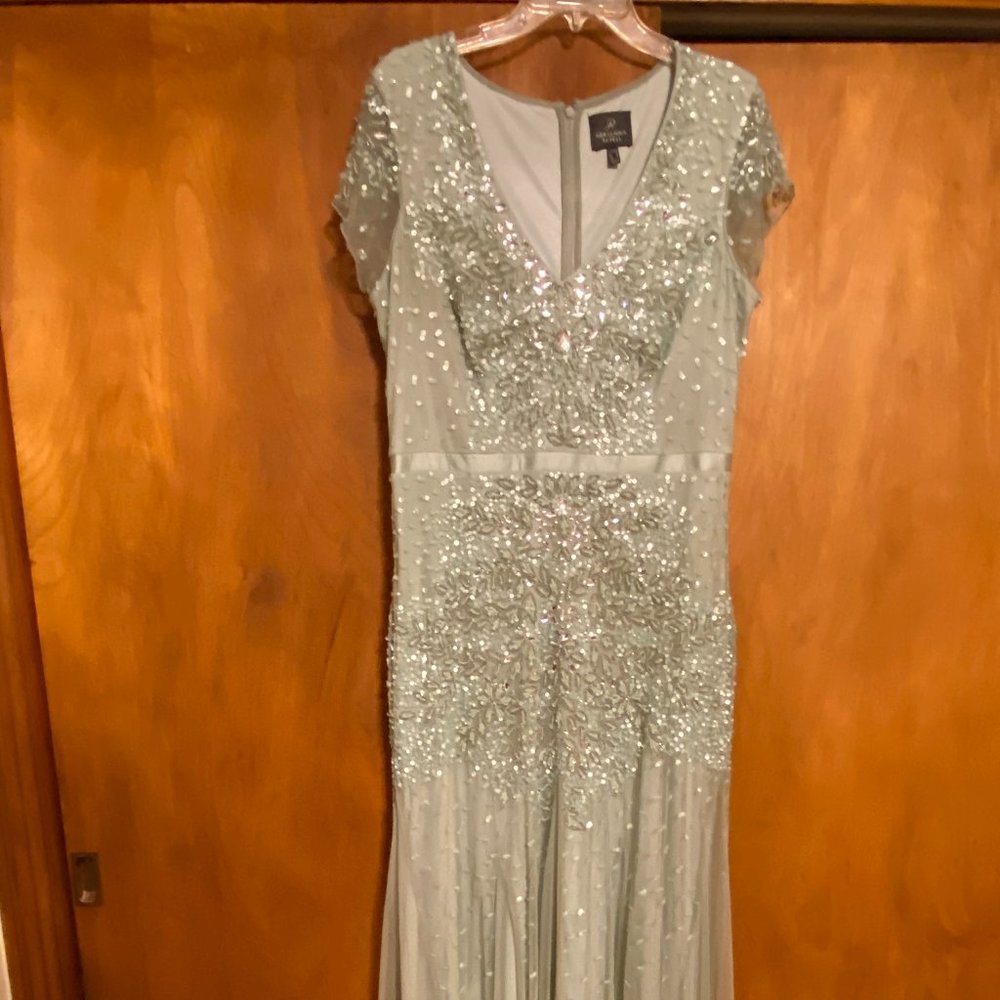 ADRIANNA PAPPEL CRYSTAL & SEQUIN GOWN